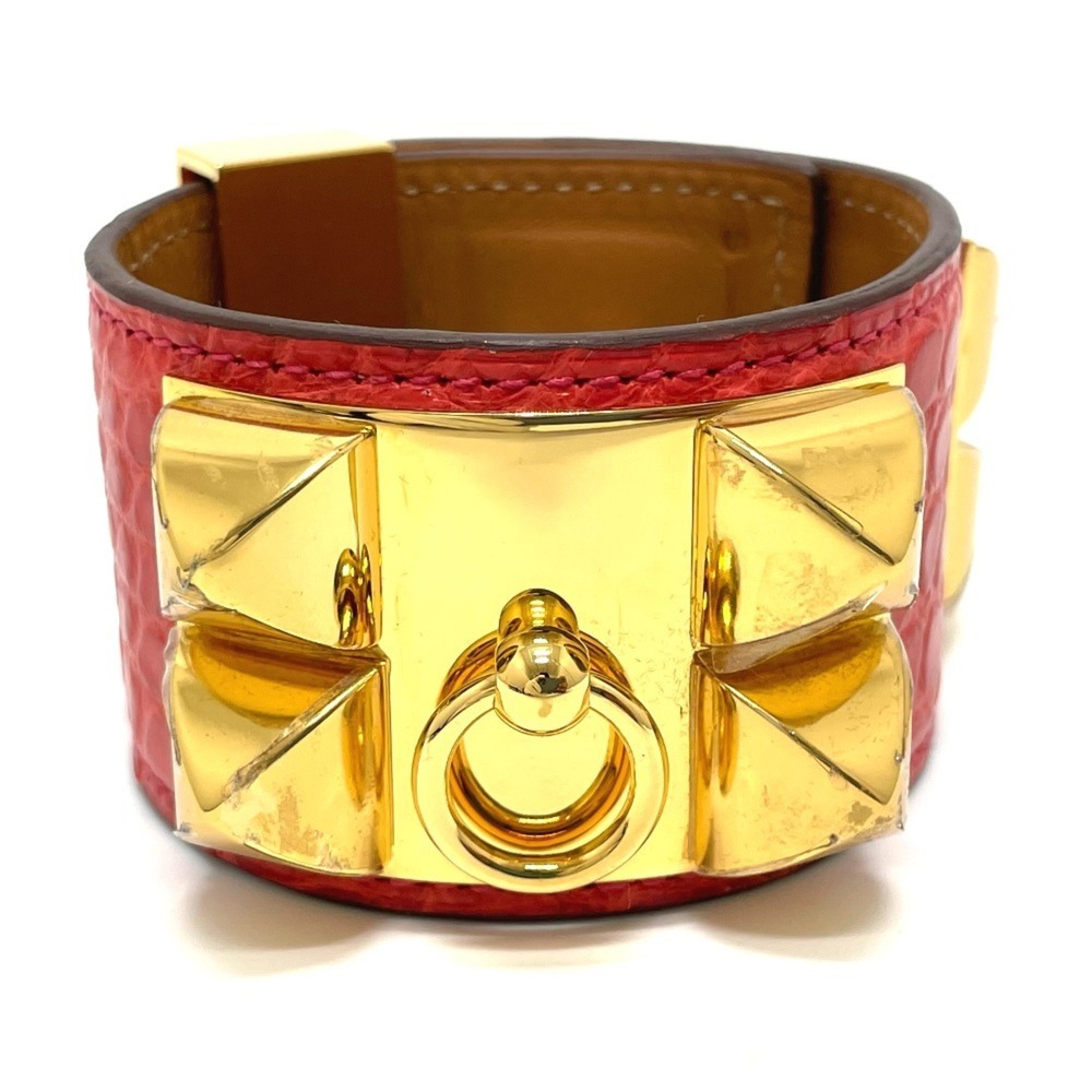 HERMES Red Leather Bracelet